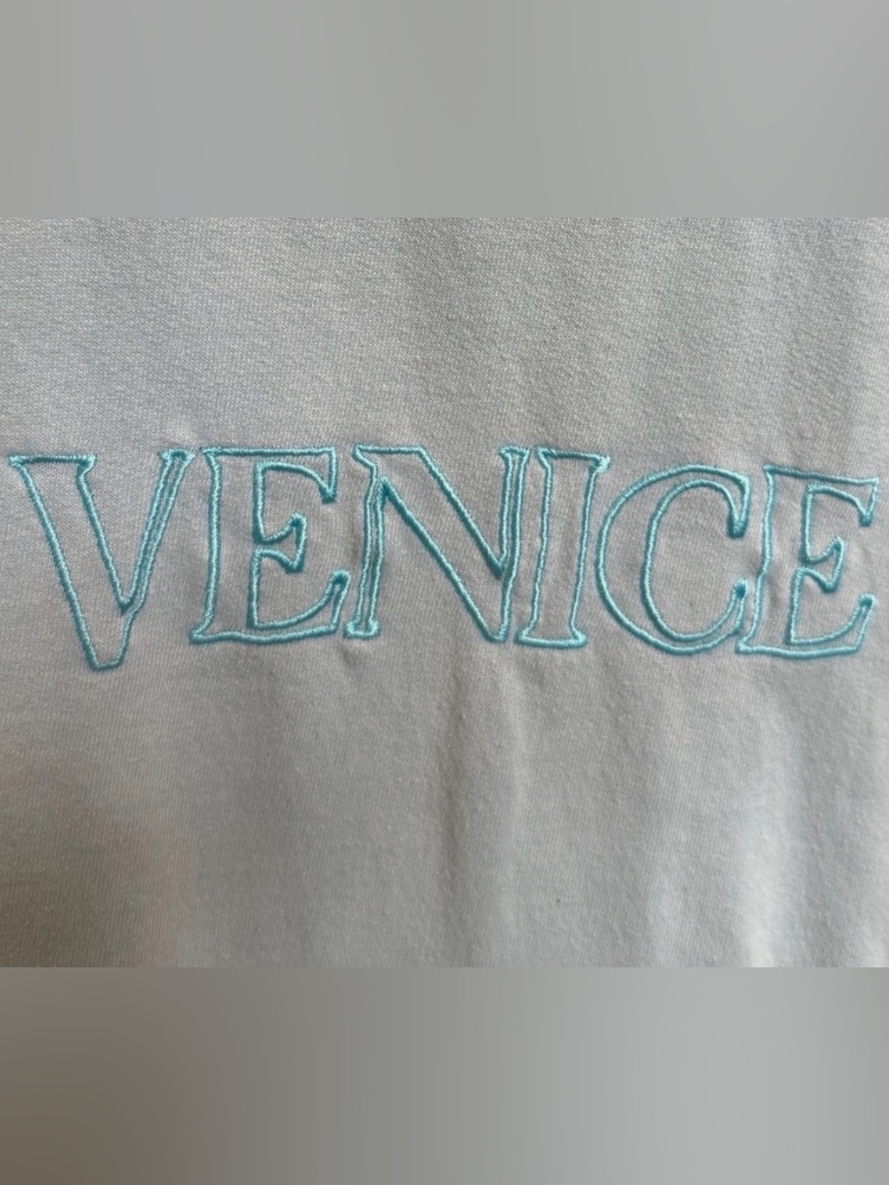 Prettylittlething Embroidered VENICE Lt Blue Oversized Sweatshirt